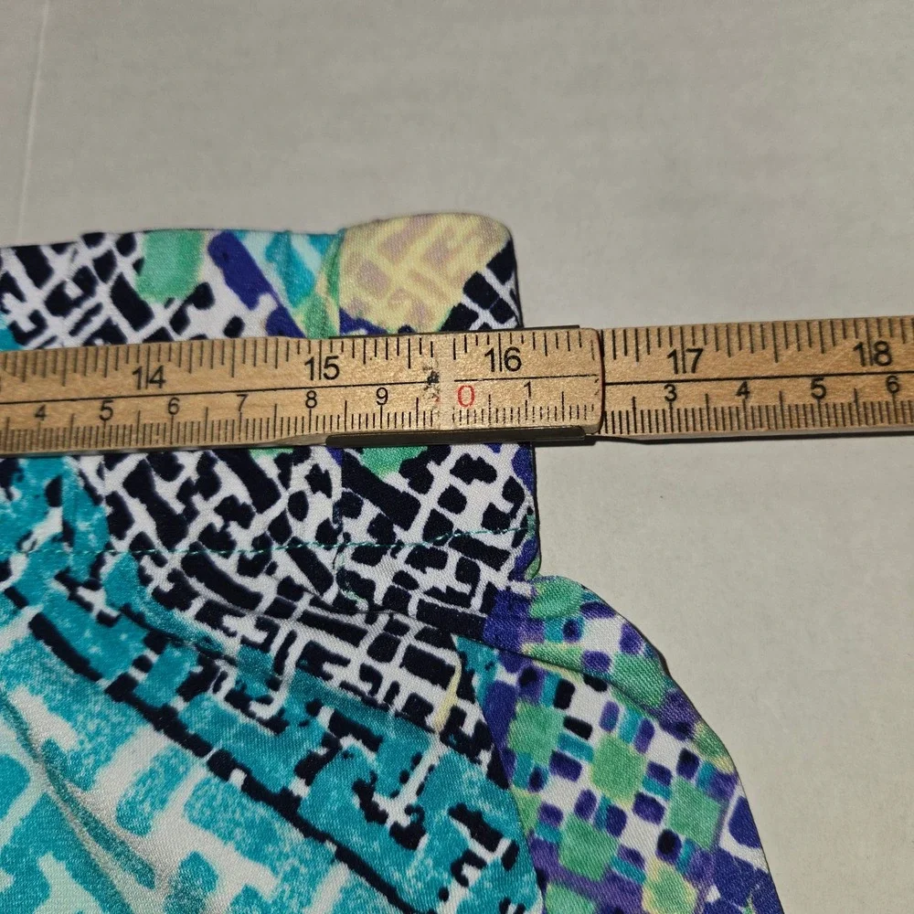 Chicos Geometric‎ Mosaic Maxi Skirt Blue Teal Purple Women Size 2 Large Stretch